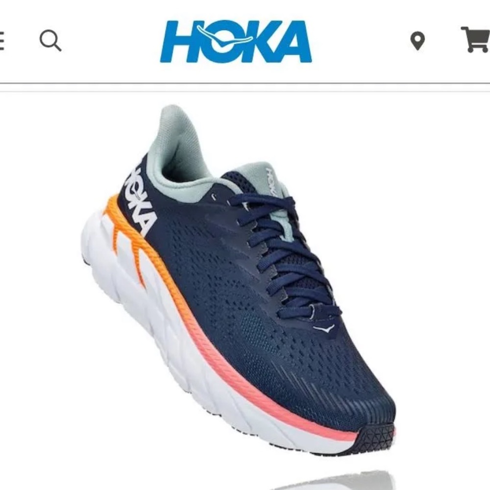 HOKA CLIFTON 7 navy and orange